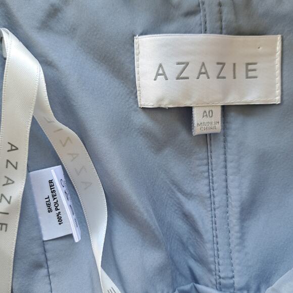 NEW AZAZIE Vina Chiffon Lace A-line Dress Sz 0 Dusty Blue Bridesmaid Knee-length - Picture 7 of 13